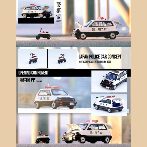 INNO64 1/64 HONDA CITY TURBO II Japanese Police Car Concept Livery With MOTOCOMPO