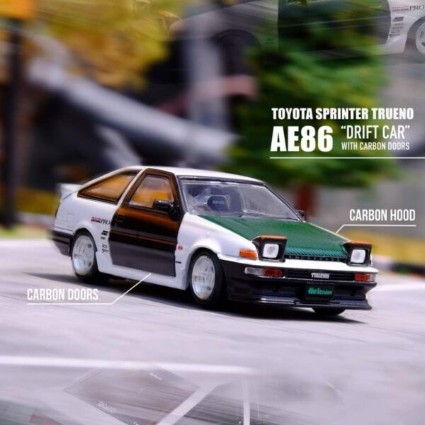INNO64 1/64 TOYOTA SPRINTER TRUENO AE86 "Drift Car" With Carbon doors