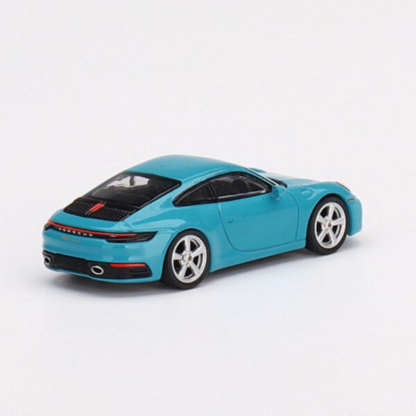 MINI GT Porsche 911 Carrera S Miami Blue Back View