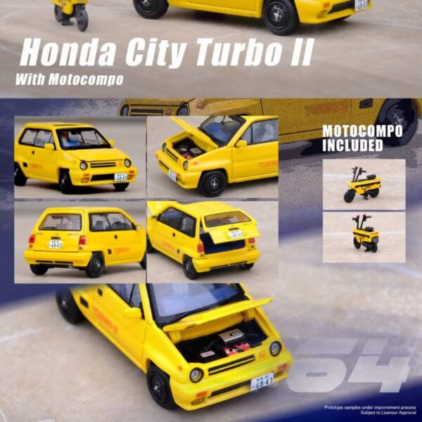 INNO64 Honda City Turbo II Yellow With Motocompo