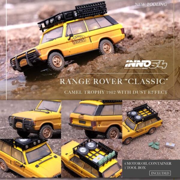 INNO64 Models Range Rover Classic Camel Trophy 1982 with Dust Effect