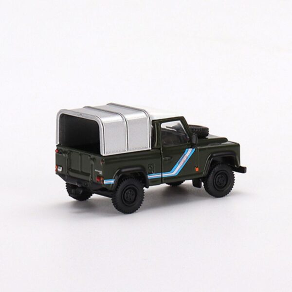 Land Rover Defender 90 Pickup Bronze Green By MINI GT Back View