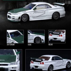 NISSAN SKYLINE GT-R (R34) NISMO R-TUNE "MINES" With Green Carbon By INNO Models