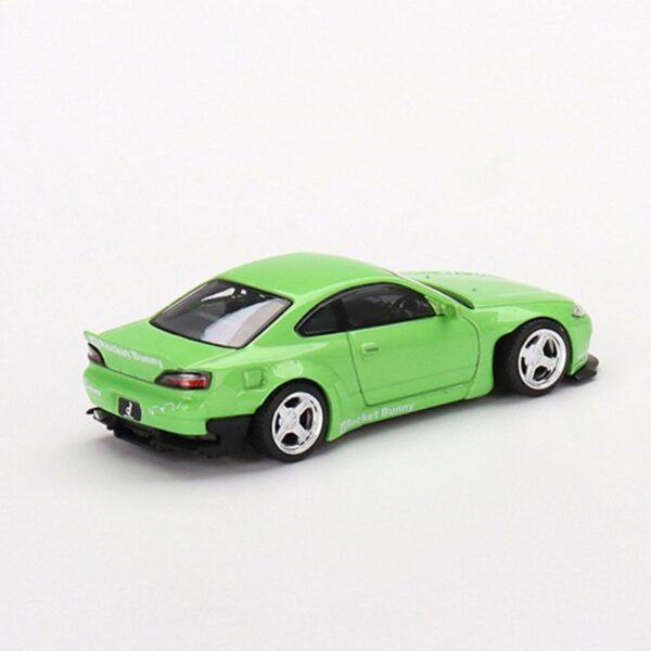Nissan Silvia (S15) Rocket Bunny Green By MINI GT Back View