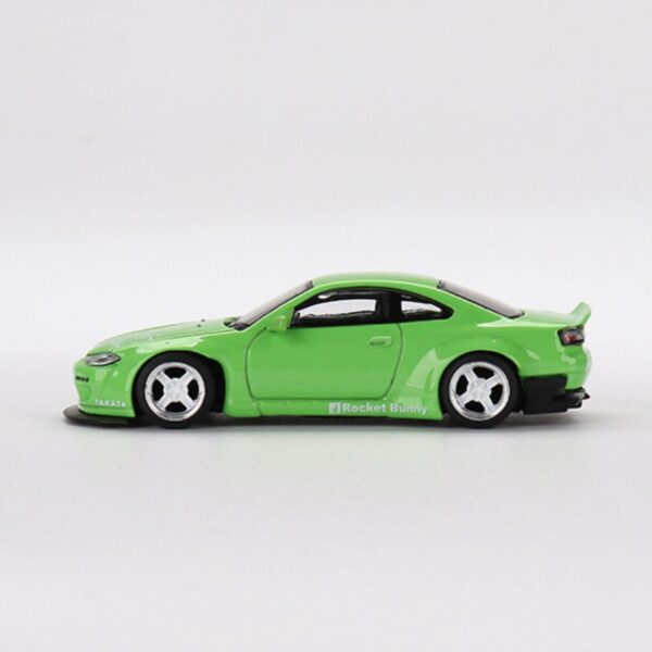 Nissan Silvia (S15) Rocket Bunny Green By MINI GT Side View