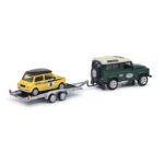 Schuco Land Rover Defender with Car-Trailer and MINI Cooper