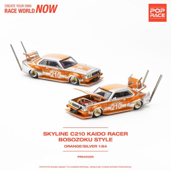 Pop Race Skyline C210 Kaido Racer Bosozoku Style Orange Silver