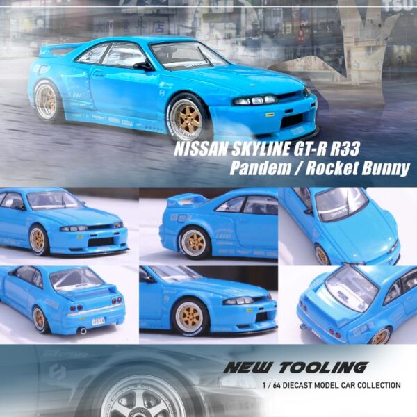 NISSAN SKYLINE GT-R (R33) Pandem Rocket Bunny Blue By INNO64 Models