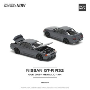 Pop Race Nissan GT-R R32 Gun Grey Metallic