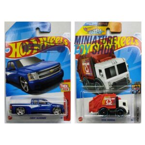 Hot Wheels 2024 Mainline Chevy Silverado Blue and Total Disposal Red White