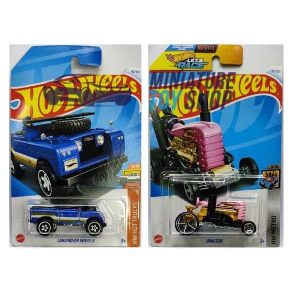 Hot Wheels 2024 Mainline Land Rover Series II Violet and Dragtor Pink