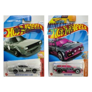 Hot Wheels 2024 Mainline Nissan Skyline 2000 GT-R LBWK Grey and Track DWagon Grey Pink