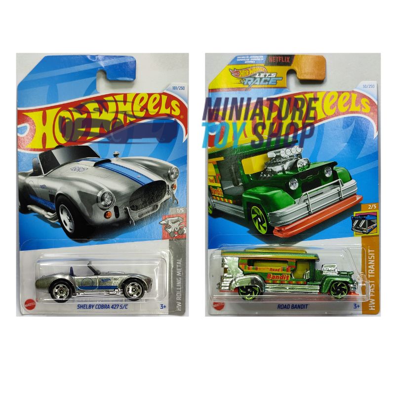 Hot Wheels 2024 Mainline Shelby Cobra 427 SC Silver and Road Bandit Green