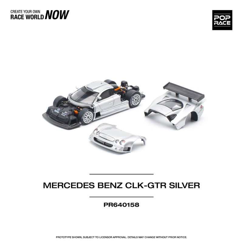 Pop Race Mercedes Benz CLK-GTR Silver - MINIATURE TOY SHOP