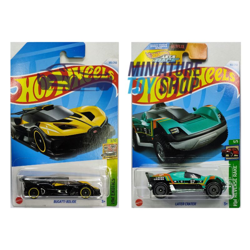 Hot Wheels 2024 Mainline Bugatti Bolide Black Yellow and Later Crater Green Hot Wheels 2024 Mainline Bugatti Bolide Black Yellow and Later Crater Green