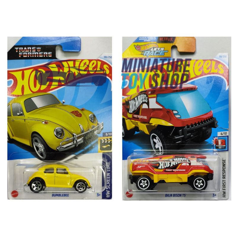 Hot Wheels 2024 Mainline Transformers Bumblebee and Baja Bison T5 Red Yellow Hot Wheels 2024 Mainline Transformers Bumblebee and Baja Bison T5 Red Yellow
