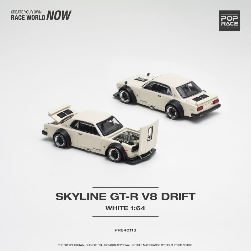 Pop Race Skyline GT-R V8 Drift White - MINIATURE TOY SHOP