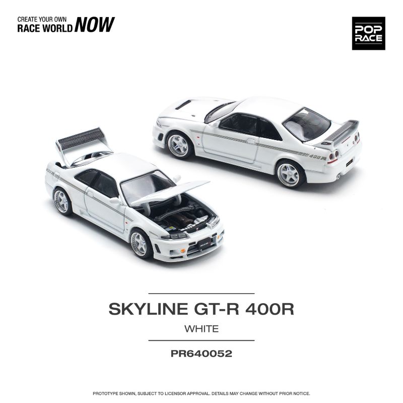 PopRace Nissan GT-R R33 Nismo 400R White - MINIATURE TOY SHOP