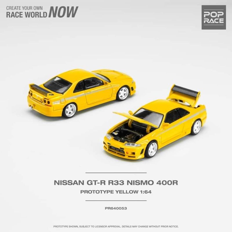 PopRace Nissan GT-R R33 Nismo 400R Yellow - MINIATURE TOY SHOP