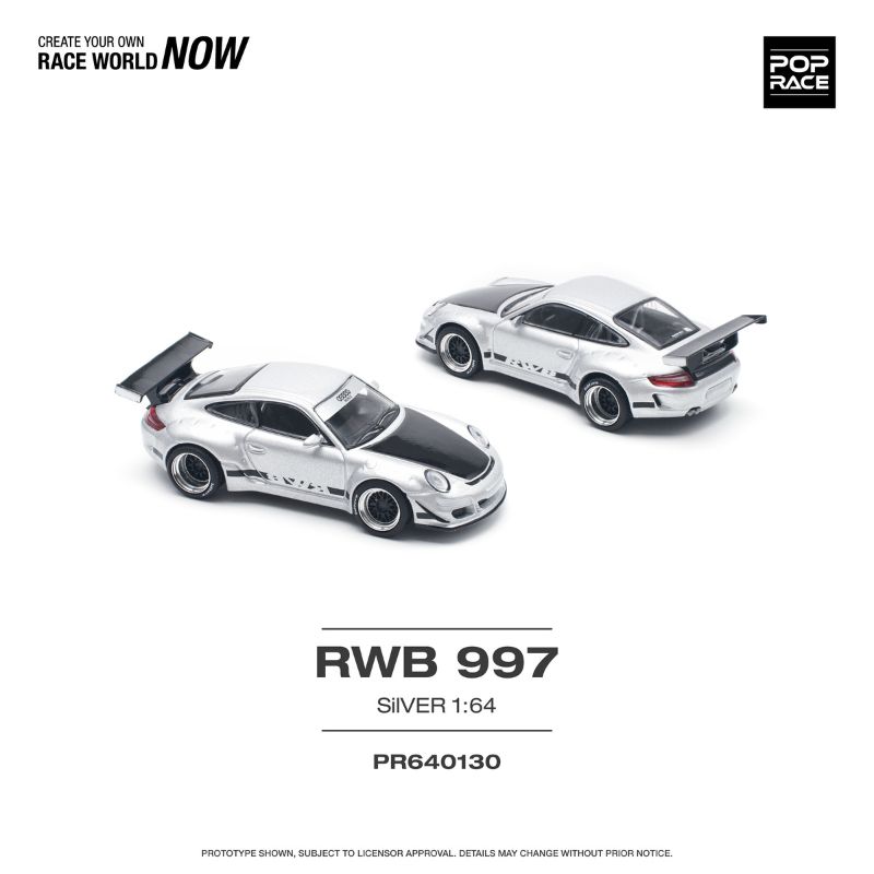 PopRace RWB 997 Silver - MINIATURE TOY SHOP