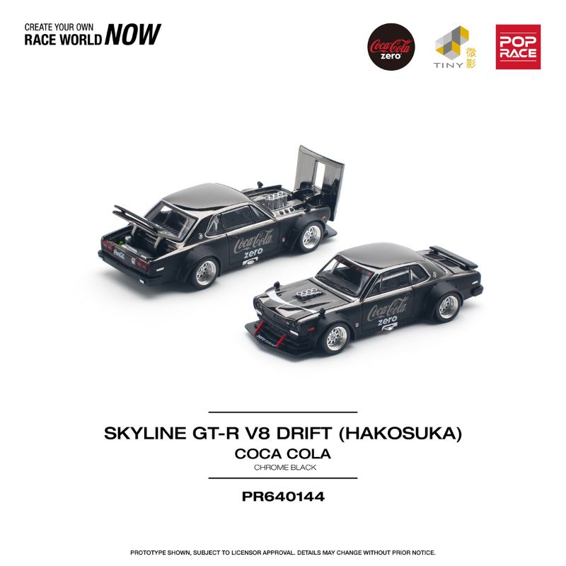 Pre-Order) PopRace Skyline GT-R V8 Drift (Hakosuka) Black Coca