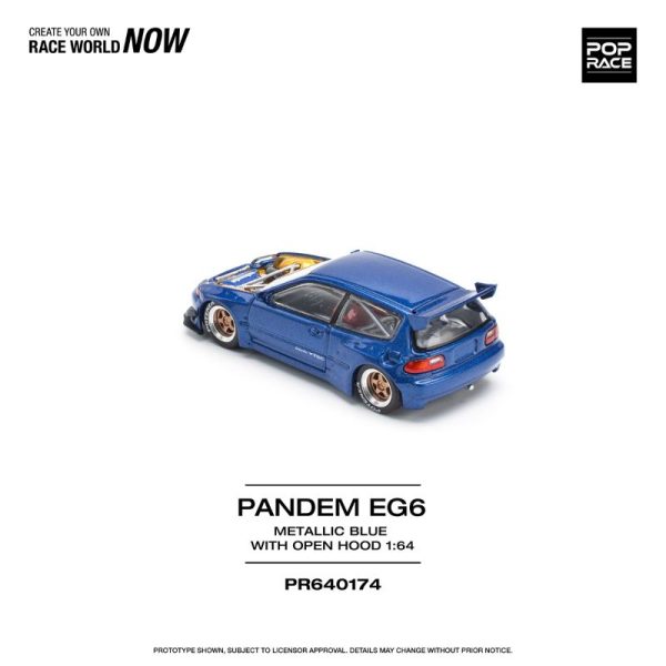 PopRace Pandem Civic EG6 Metallic Blue With Open Hood - Image 3