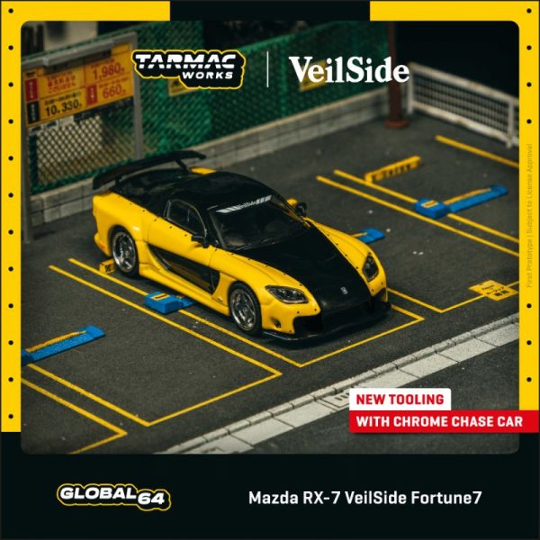 Tarmac Works Mazda RX-7 VeilSide Fortune7 Yellow Black - MINIATURE TOY SHOP