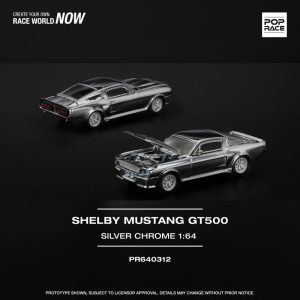 Pop Race Shelby Mustang GT500 Silver Chrome
