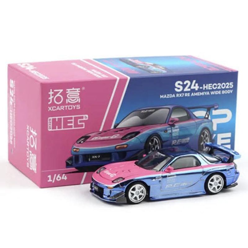 Pop Race Mazda RX-7 RE AMEMIYA Wide Body Chrome Blue Pink