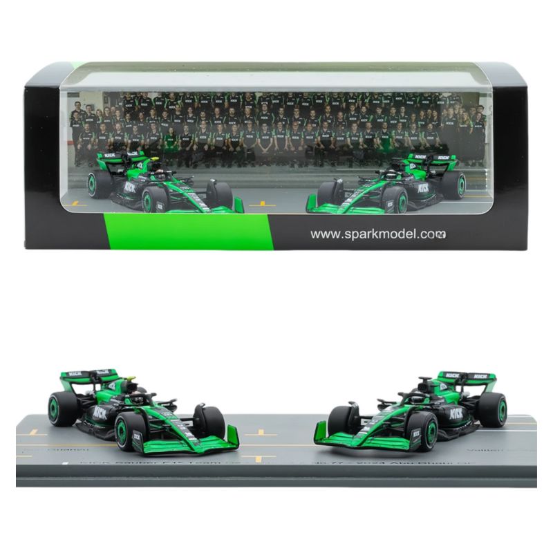 Spark Model KICK Sauber F1 Team C44 #24 & #77 Abu Dhabi GP 2024 Zhou Guanyu and Valtteri Bottas