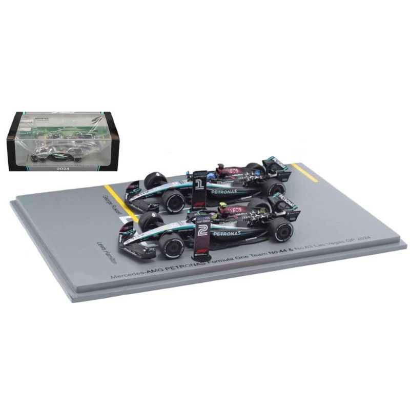 Spark Model Mercedes-AMG PETRONAS No.44 & No.63 Las Vegas GP 2024 Lewis Hamilton and George Russel