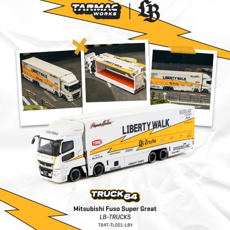 Tarmac Works Mitsubishi Fuso Super Great LB-TRUCKS White Yellow