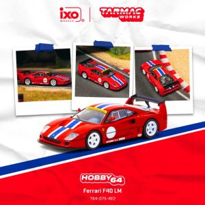 Tarmac Works Ferrari F40 LM Red with Blue White Stripe