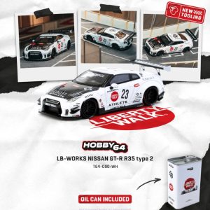 Tarmac Works LB-WORKS NISSAN GT-R R35 type 2 White with Oil Can Packaging