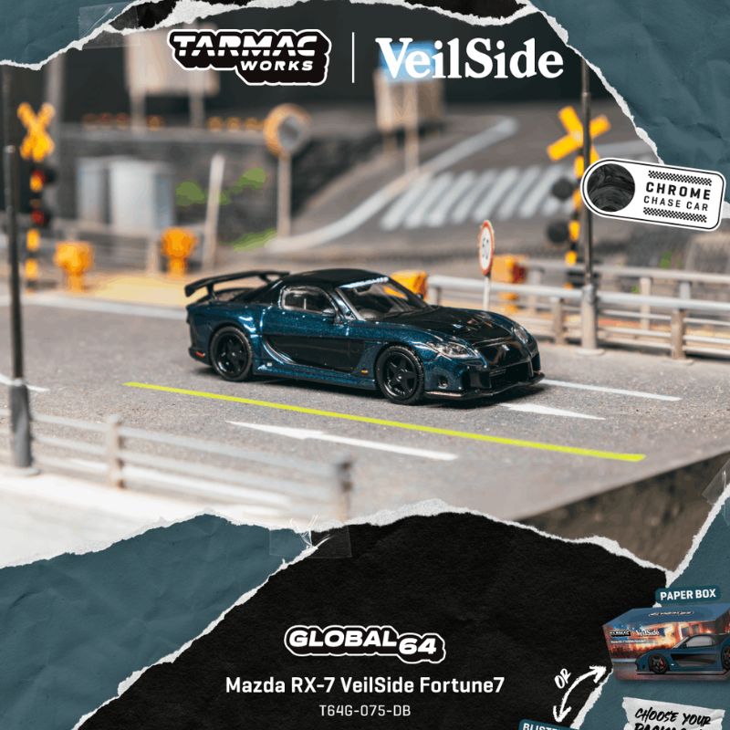 Tarmac Works Mazda RX-7 VeilSide Fortune7 Dark Blue Black