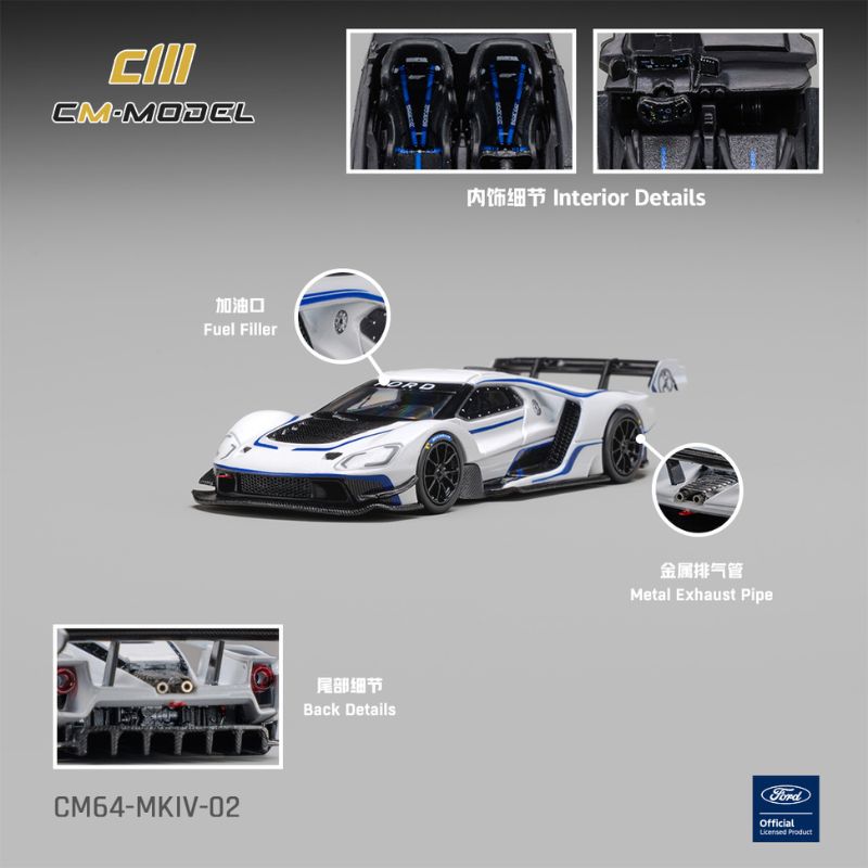 CM Model Ford GT Mk IV Frozen White & Sonic Blue Pearl