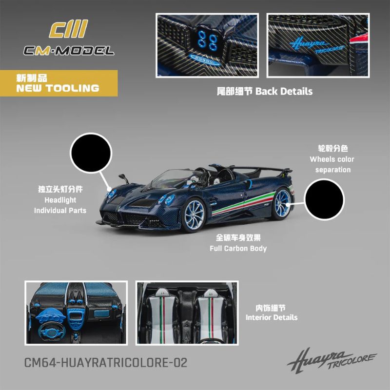 CM Model Pagani Huayra Tricolore Blue Carbon CM Model Pagani Huayra Tricolore Blue Carbon