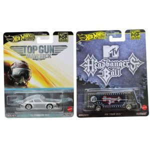 Hot Wheels Premium Pop Culture Top Gun 71 Porsche 911 and HW Tour Bus Set