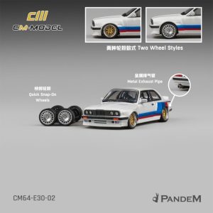 CM Model Pandem BMW M3 E30 Alpine White with M Tri-Stripes